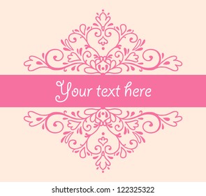 Vector vignette for the valentine's day, template for the card, pink color
