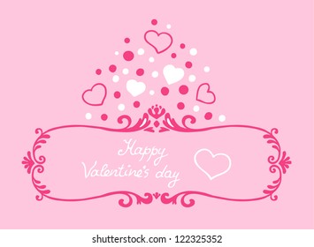 Vector vignette for the valentine's day, template for the card with hearts and frame