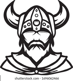 Vector viking head in helmet