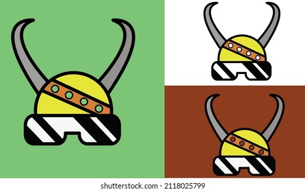 vector viking helmet with google glasses