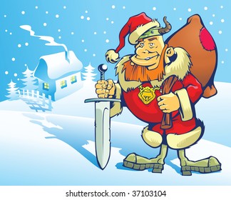 Vector Viking Santa Claus