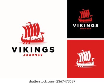 Vector viking ship sea voyage war logo