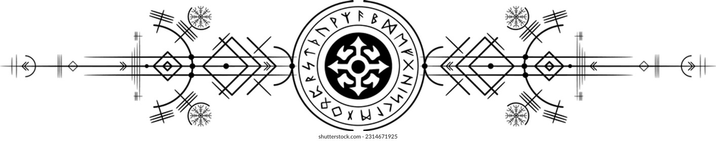 Vector Viking tattoo - symbolism of Norse mythology