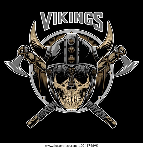 Vector Vikings Skull Warrior Emblem Vector Stock Vector (Royalty Free ...