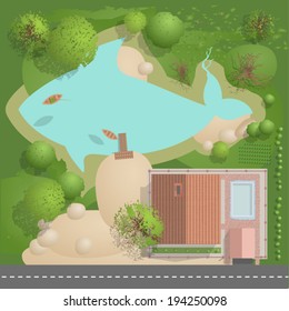 vector Villa fisherman (top view) 