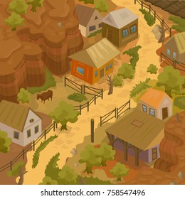 vector village in canyon concept