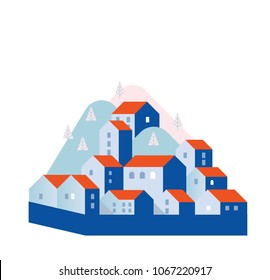 Vector Village Flat Illustration
