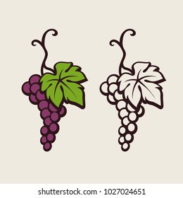 Vector vine bunch of grapes logo icon