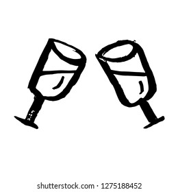 Vector vine glasses grunge icon. Vector illustration.
