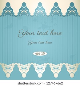 Vector vintage abstract background with sample text. Decor is delicate and filigree. Perfect as invitation or congratulation. Color easily changed. Can be used as a seamless background.