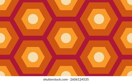 Vector vintage abstract geometric seamless pattern in 60s style. Abstract geometric honeycomb pattern in retro style