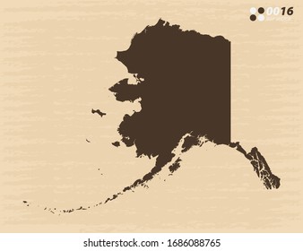Vektorillustration Vintage von Alaska Karte auf alten Papierhintergrund.