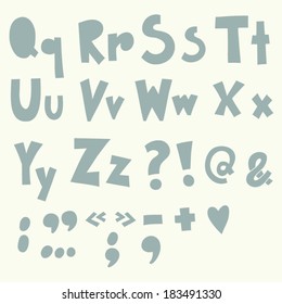 Vector Vintage Alphabet. Cute hand drawn letters/ part 2