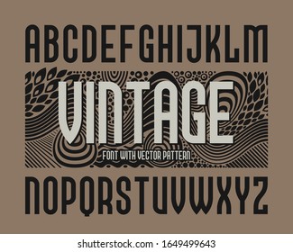 Vector vintage alphabet with decorative pattern background