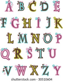 vector vintage alphabet - initials