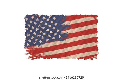 Vector vintage American flag from old cardboard. Vintage flag of USA for an independence day at 4 th july or Memory and veterans days.