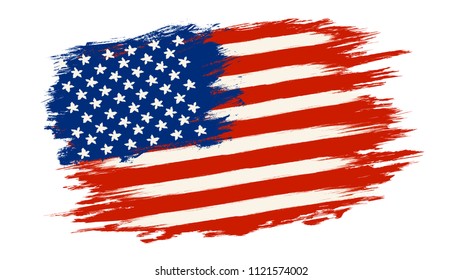 Vector vintage American flag. Vintage flag of USA for an independence day at 4 th july.