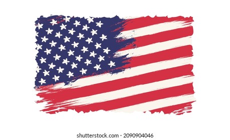 Bandera vectorial estadounidense vintage. Bandera de los Estados Unidos por un día de independencia el 4 de julio.