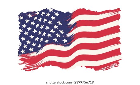 Vector vintage American flag. Vintage flag of USA for an independence day at 4 th july.