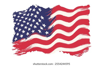 Vector vintage American flag. Vintage flag of USA for an independence day at 4 th july.