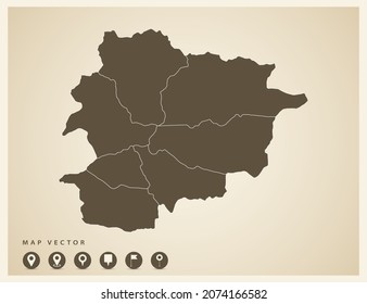 Vector vintage de Andorra mapa de fondo antiguo.