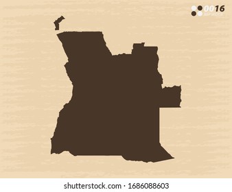 Mapa vectorial de Angola sobre viejos antecedentes de papel.