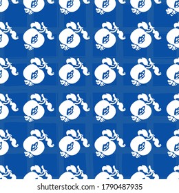 Vektor Vintage Apfel Schachtel nahtlose Muster. Einfaches handgezeichnetes Design im Doodle-Stil. Lebensmittel, Verpackung, Oberflächengestaltung . Modernes Pinseldesign. Ideal für Liebhaber der 60er Jahre.
