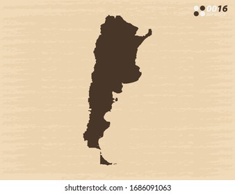 Vector vintage de Argentina mapa sobre viejos antecedentes de papel.
