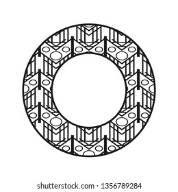 Vector vintage art deco decorative ornamental round element for design rosette, invitation card, print. Retro vintage logo.