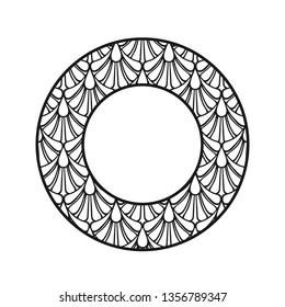 Vector vintage art deco decorative ornamental round element for design rosette, invitation card, print. Retro vintage logo.