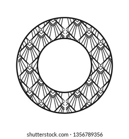 Vector vintage art deco decorative ornamental round element for design rosette, invitation card, print. Retro vintage logo.