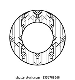 Vector vintage art deco decorative ornamental round element for design rosette, invitation card, print. Retro vintage logo.