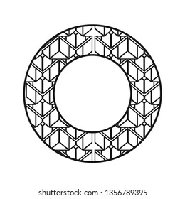 Vector vintage art deco decorative ornamental round element for design rosette, invitation card, print. Retro vintage logo.