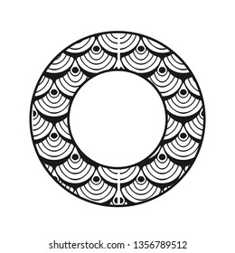 Vector vintage art deco decorative ornamental round element for design rosette, invitation card, print. Retro vintage logo.