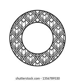 Vector vintage art deco decorative ornamental round element for design rosette, invitation card, print. Retro vintage logo.