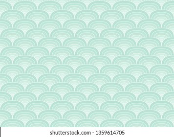 Vector Vintage Art Deco Seamless Pattern. Wavy texture with circles. Retro stylish background.