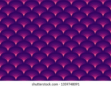 Vector Vintage Art Deco Seamless Pattern. Wavy texture with circles. Retro stylish background.