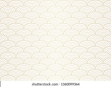 Vector Vintage Art Deco Seamless Pattern. Wavy texture with circles. Retro stylish background.