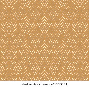 Vector Vintage Art Deco Seamless Pattern. Wavy texture with circles. Retro stylish background.