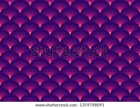 Vector Vintage Art Deco Seamless Pattern. Wavy texture with circles. Retro stylish background.