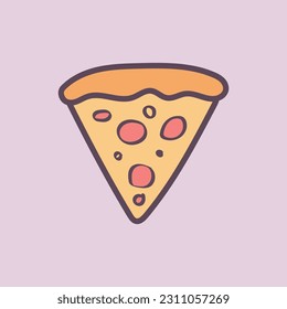 Vector vintage art illustration sticker of tomato pizza slice