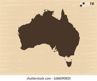 Vector vintage de Australia mapea sobre el viejo fondo de papel.
