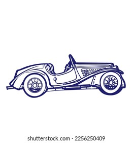Vector vintage auto. Hand drawing Logotype.  Vector illustration.