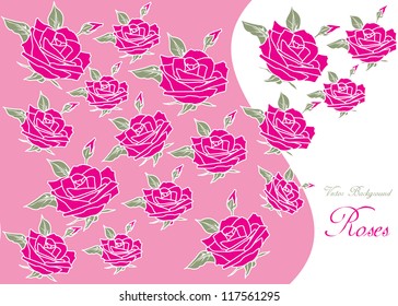vector vintage backdrop design with romantic pink roses and place for your text