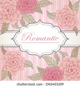 Vector vintage background with abstract flowers. Template for wedding invitations, retro frame, greeting cards, label, cover.