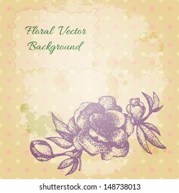 Vector vintage background with a beautiful hand drawn cherry blossom.