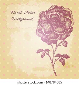 Vector vintage background with a beautiful hand drawn flower.