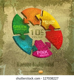 Vector vintage background with the block diagram in the form of circular arrows