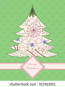 Vector vintage background with christmas tree