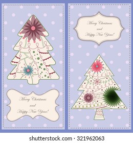 Vector vintage background with christmas tree